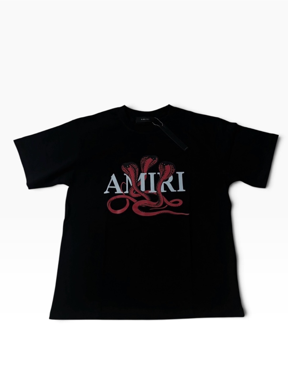 AMIRI Black Short-Sleeve Tee with Red Snake and White Logo